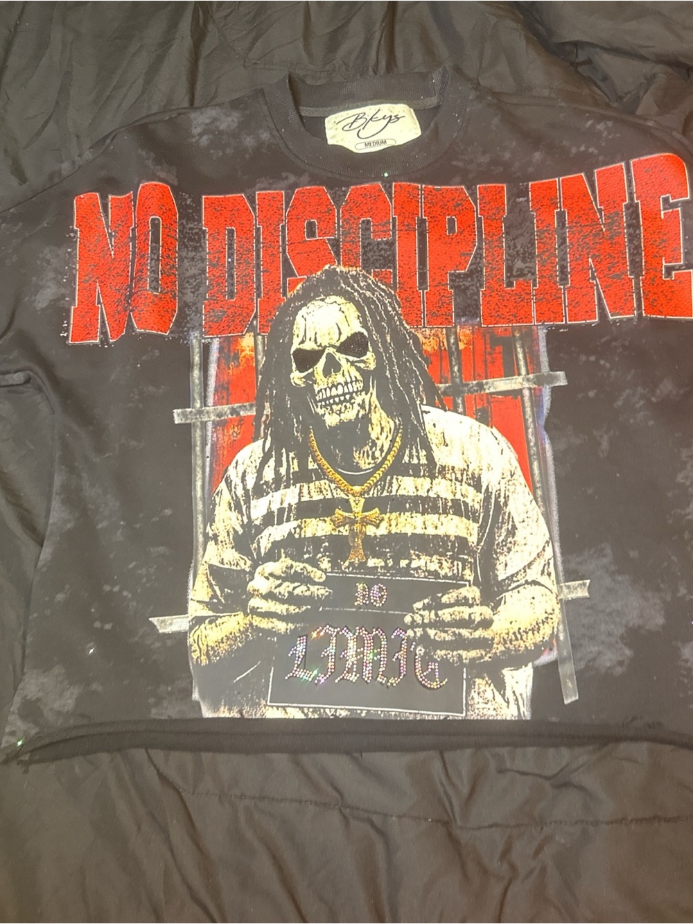 & Other Stories Black Tee with Red "No Discipline" Graphic